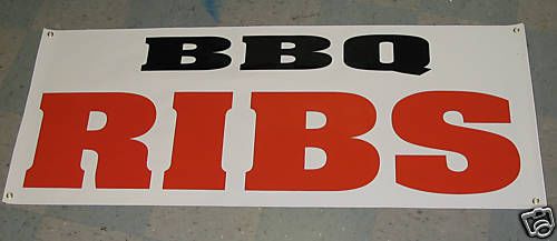 BBQ RIBS All Weather Banner Sign Barbeque Texas Plate