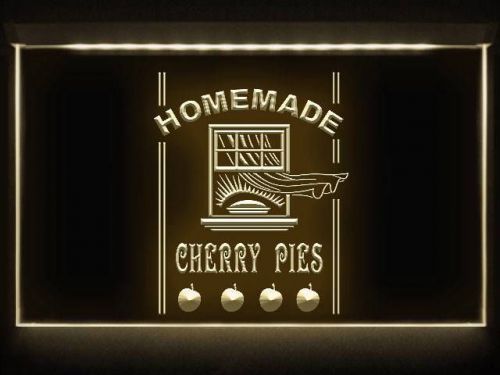 IA040 Homemade Cherry Pies Food Cafe LED Light Sign Bar Beer Pub Store