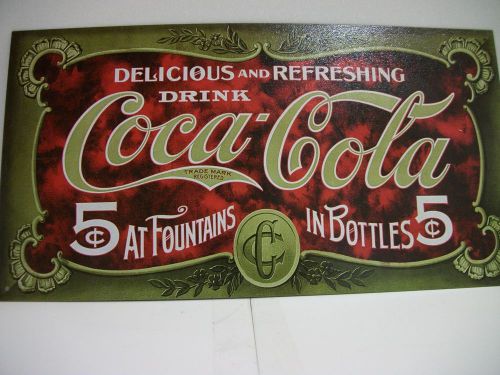 Coca-Cola 1900&#039;s 5 cents Vintage Retro Metal / Tin Sign. #1074