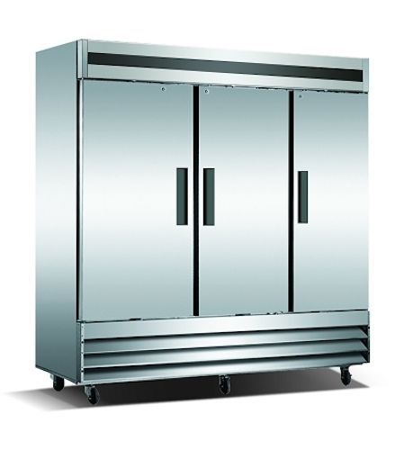 Metalfrio three (3) door reach in upright refrigerator - cfd-3rr-72 for sale