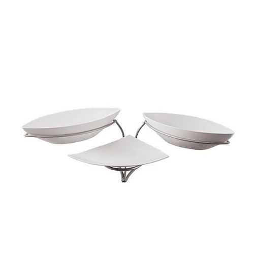 White Three-Compartment Modern Display &amp; bowls