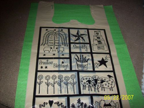 Large Primitive Country Market Shopping Gift Craft Plastic Bags~12x23x6~New~50
