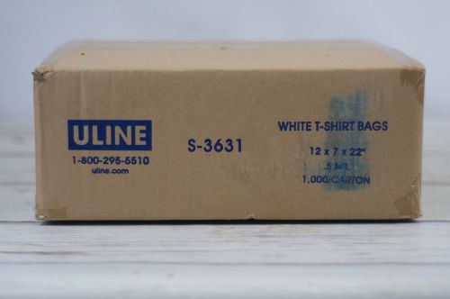 ULINE T-Sirt Bags 1000 New IN Box S-3631 12x7x22 5mil White