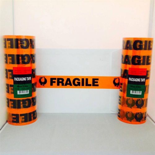 12 Rolls 64M x 48mm Fragile Tape ORANGE Background 64 meter Packaging Packing