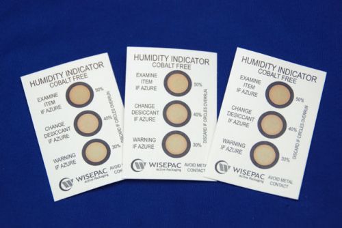 Humidity Indicator Card, Wisepac®  30% - 50% Cobalt Free 3 Spots, 100 PC Pack