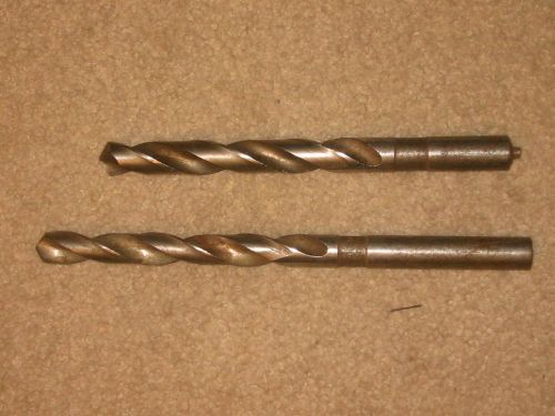 2 Vintage Morse High Speed Drill Bits 9/16 x 8 1/4&#034; + 19/32 x 7&#034;