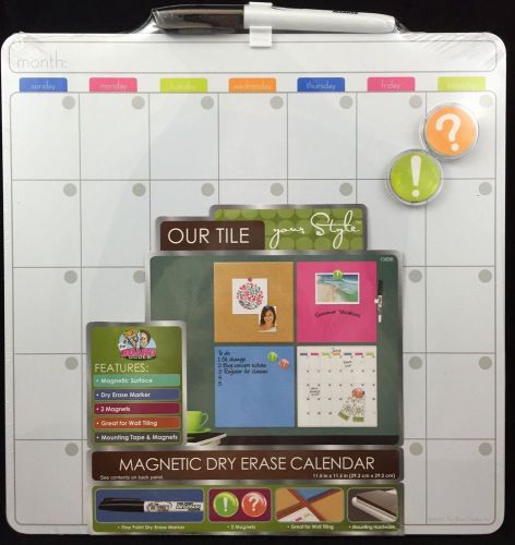 Board Dudes Magnetic Dry Erase Calendar &amp; 3 Mini Dry Erase Magnet Tassel Markers