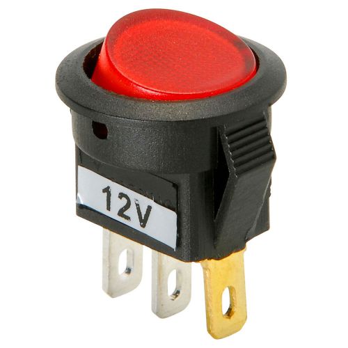 SPST Mini Round Rocker Switch w/Red Illumination 12VDC 060-710