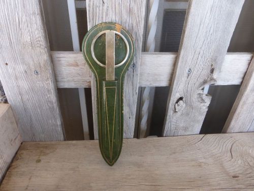 Worn Letter Opener Scissor DESK SET Green Leather Art Deco Felt 9 3/4&#034;L 3 Piece