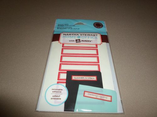 48 Martha Stewart Home Office Red Textured Labels~9/16&#034; X 2 1/2&#034;, NEW IN PACKAGE