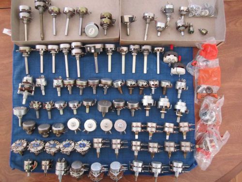 80+ Potentiometers (Pots) &amp; Switches; Mix NOS &amp; Used Ohmite, AB Type J, CTS