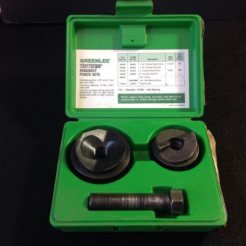 Greenlee 737BB 1-1/2&#034; to 2&#034; Ball Bearing Conduit Knockout Punch Die Set Used