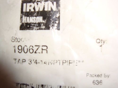 2 Irwin Hanson 1906ZR 3/4 -14 NPT Taper Pipe Tap Thread Cutting USA