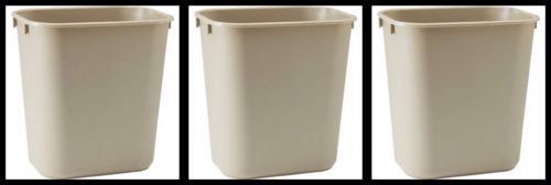 3 x Rubbermaid Soft Plastic Wastebasket Trash Can Beige 3 1/2 Gallon (set of 3)