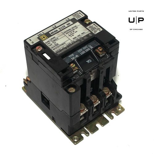 Square d class 8502 type sa012 ac magnetic contactor, nema size 00, 600vac, good for sale