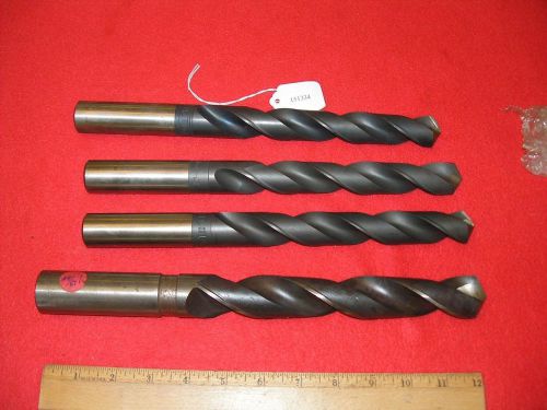 3 UTD Coolant Drill Bits Round Shank 1 Inch &amp; One Unmarked 1 13/64 Inch Bit