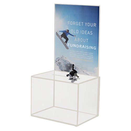 Medium acrylic donation &amp; ballot box w/display area for sale