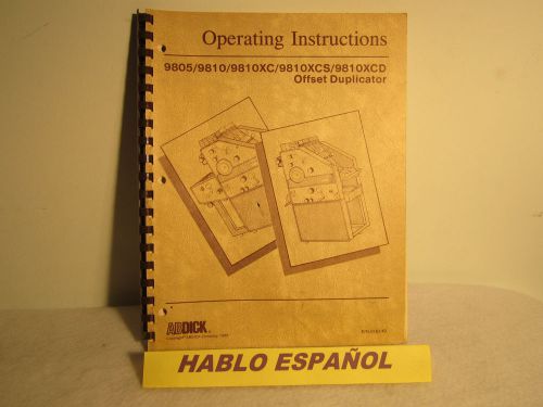 ORIGINAL AB DICK 9805/10/10XC/10XCS/10XCD   OPERATING INSTRUCTION MANUAL.