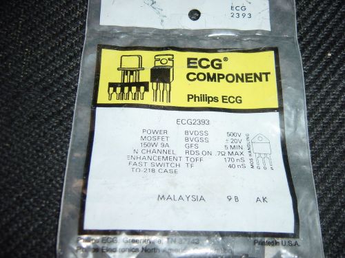 NEW ECG2393 POWER MOSFET N-CHANNEL TRANSISTOR TO218 NTE2393