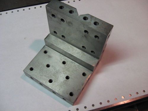 Machinist ANGLE PLATE with Vee Block Built In, Tapped All Over, 3.75&#034; H WL