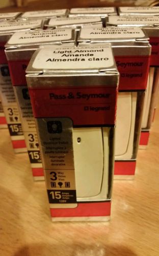 Pass &amp; Seymour 15-Amp 3 way Lighted Switch STM873 Light Almond Lot Of 10 New