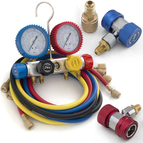 R410 r22 r134 r407c ac manifold gauge set 5ft colored hose air conditioner freon for sale