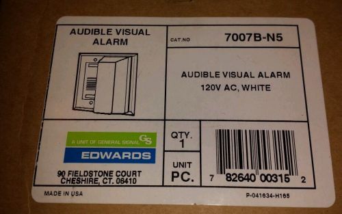 Edwards Audible Visual Alarm 7007B-N5 120V *NIB* 