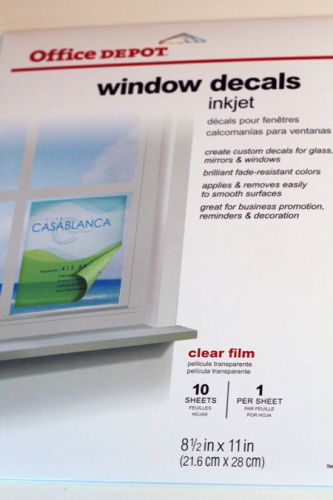 Office Depot Brand Inkjet Window Decals Decal 8 1/2&#034; x 11 (Pack Of 10) Mtg Proxy
