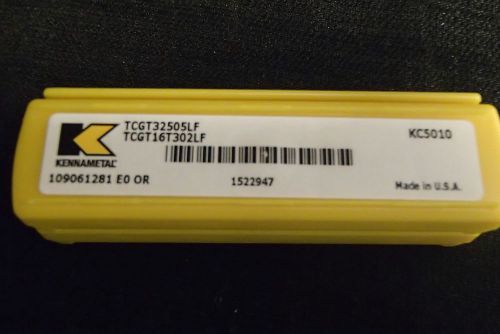 (166) NEW KENNAMETAL TCGT32505LF KC5010 CARBIDE TURNING INSERT 109061280 EO OR