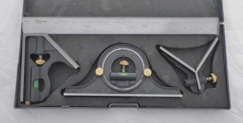 Machinist 4 piece combination square 12&#034; rule bubble level &amp; scribe in the case for sale