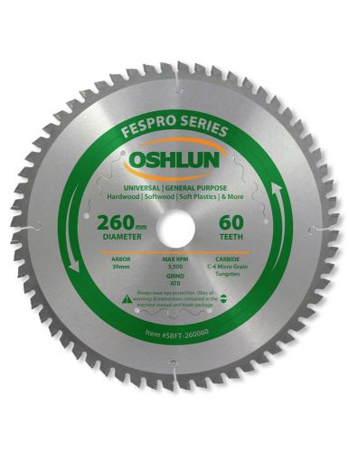 Oshlun SBFT-260060 260mm 60 Tooth FesPro General Purpose Blade for Kapex KS 120