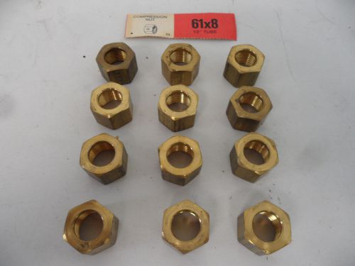 Brass Compression Nut 1/2&#034; OD Tube 61x8 Lot of 12