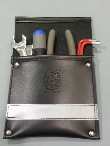 Sav-A-Jake Firefighter Leather Pocket Tool Pouch w/3M Silver Reflective Stripe
