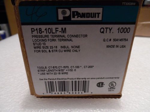 Panduit P18-10LF-M Locking Fork Terminal 22 – 16 AWG, #10 stud size NIB 1000