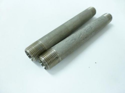 89086 old-stock, mfg- mdl-unkn89086 lot-2 ss pipe nipple, 3/8&#034; npt, 5&#034; length, 3 for sale