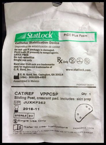 Statlock picc plus foam: cather stabilization device (bard, vppcsp) exp. 11/2016 for sale