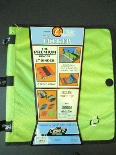 CASE-IT The Locker Premium Ringer 1&#034; Binder~Green~Fits Any Base Holds Add-Ons