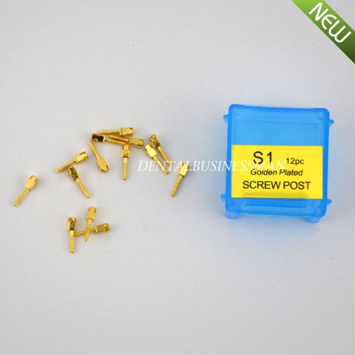 New 1 box of Dental Conical Gold Plated Screw Posts Single Size S1 12pcs/Box DBM