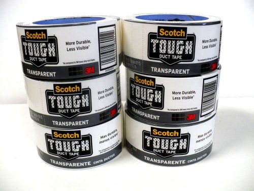 New 6 ea. 3M 2120 Scotch Tough Transparent Duct Tape, 1.88&#034; X 20 Yd Roll, Clear