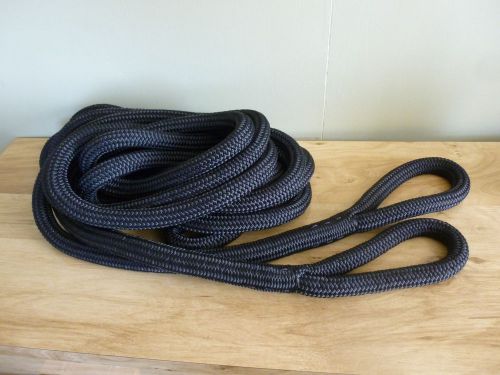 1 inch double braid~yacht braid rope. Black.40 ft. w/ 2 spliced &amp; stitched eyes.
