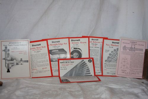 Antique Lot of 8 Early 1900 Paper Starrett Tool Advertising Leaflets