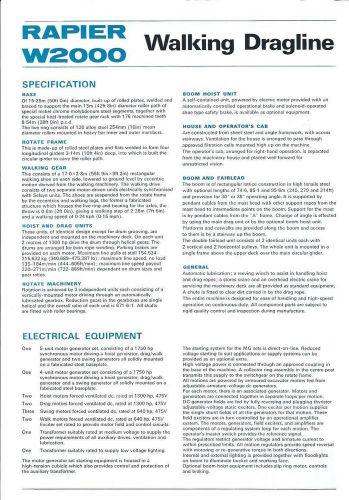 Equipment Brochure - Rapier - W2000 - Walking Dragline - Mining - 1983 (E2122)