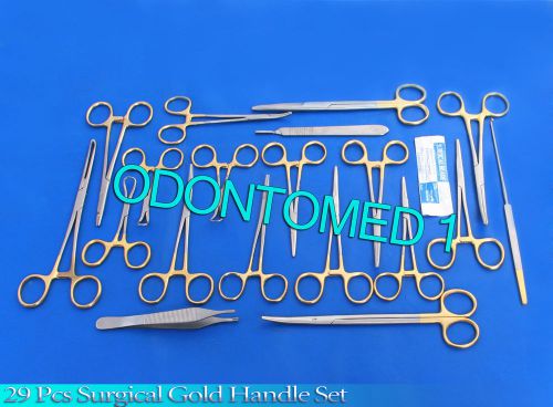 29 PCS GOLD HANDLE FELINE CANINE STUDENT DISSECTION SPAY PACK KIT + BLADES #10