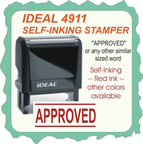 APPROVED, Custom Made Self Inking Rubber Stamp 4911 Red Ink