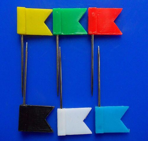 100X Colours Flag Push Pins Office Home School Supplies Cork Board Map Drawing