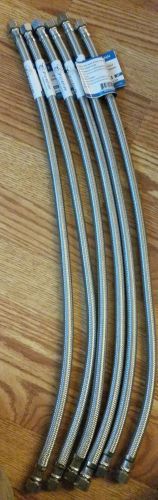 Lot of 6 STAINLESS STEEL BRAIDED GENERAL WATER CONNECTORS 3/8comp x3/8 comp 24&#034;