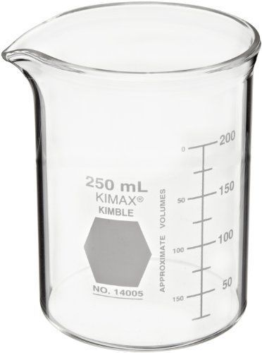 Kimble kimax 14005-250 glass heavy-duty low form beaker with double capacity sc for sale