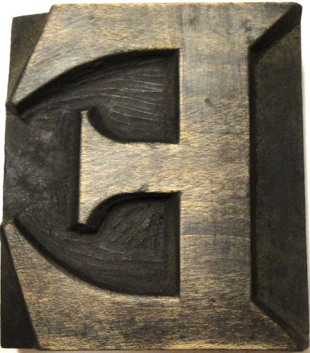 Letterpress Wood 2 5/8&#034; Letter &#039;E&#039; Block **Stunning HAND CARVED Typeface**
