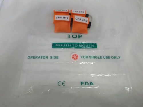 60 Orange CPR Mask with Keychain Face Shield Key Chain AED Ships from the US!!!