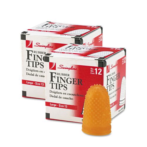 Swingline - Rubber Finger Tips, Size 13, Large, Amber - 1/Dozen  - 2 PACK
